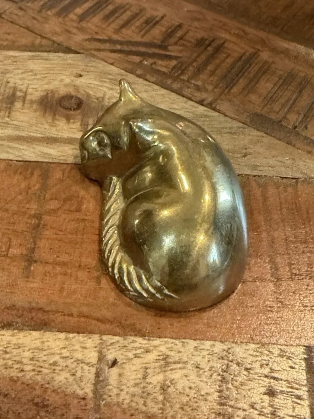 Vintage Brass Cat Kitty Sculpture Figure
